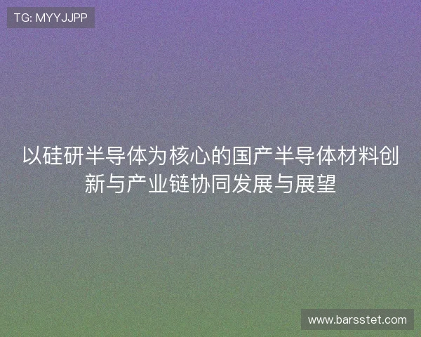 以硅研半导体为核心的国产半导体材料创新与产业链协同发展与展望